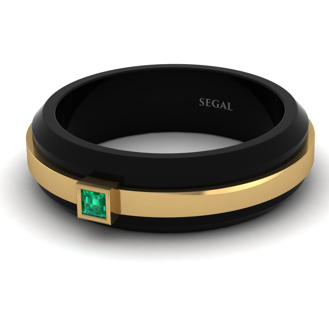 Men's Emerald Black Wedding Band - Edward No. 4